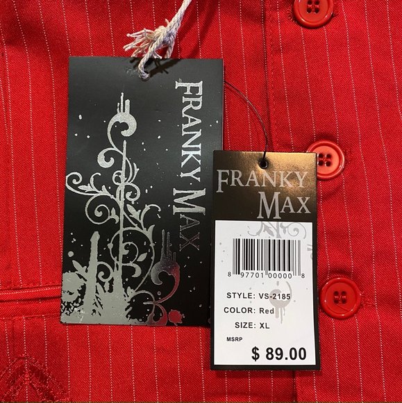 XL Franky Max - Men’s Casual Vest Embroidered Front & Back Red - Picture 8 of 10